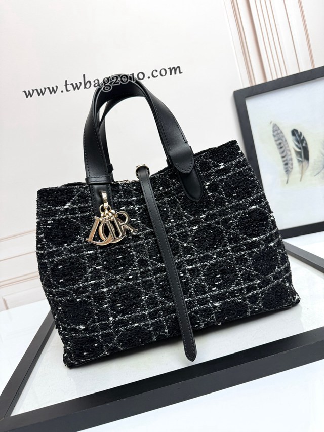Dior专柜新款迪奥高仿原单中号黑大格布Toujours手袋手提女包 djfk1440
